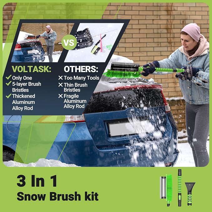 41.8'' Ice Scraper and Squeegee with Snow Brush 3 in 1, Adjustable Brush Front, Extendable Aluminum Handle with Ergonomic Grip, Snow Removal Tool for Car, Truck, SUV - Image 5