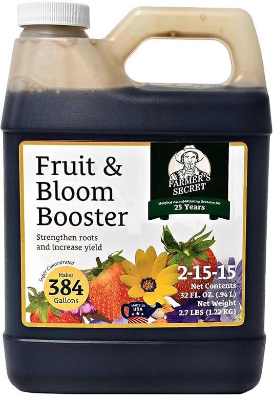 Farmer’s Secret Fruit & Bloom Booster Fertilizer (32oz) - Super Concentrated - Boosts Flowering and Yield on All Varieties of Fruits, Vegetables and Flowers by FarmersSecret