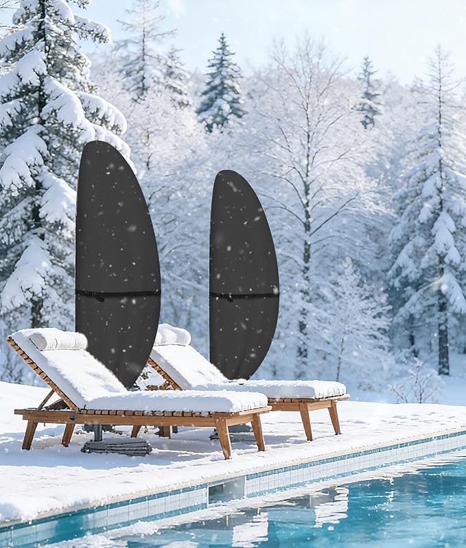 ULTCOVER Patio Parasol 600D Waterproof Outdoor Offset Banana Style Umbrella Cover - Fits Cantilever Offset Umbrella 7.5-11.5 Feet, Black - Image 7