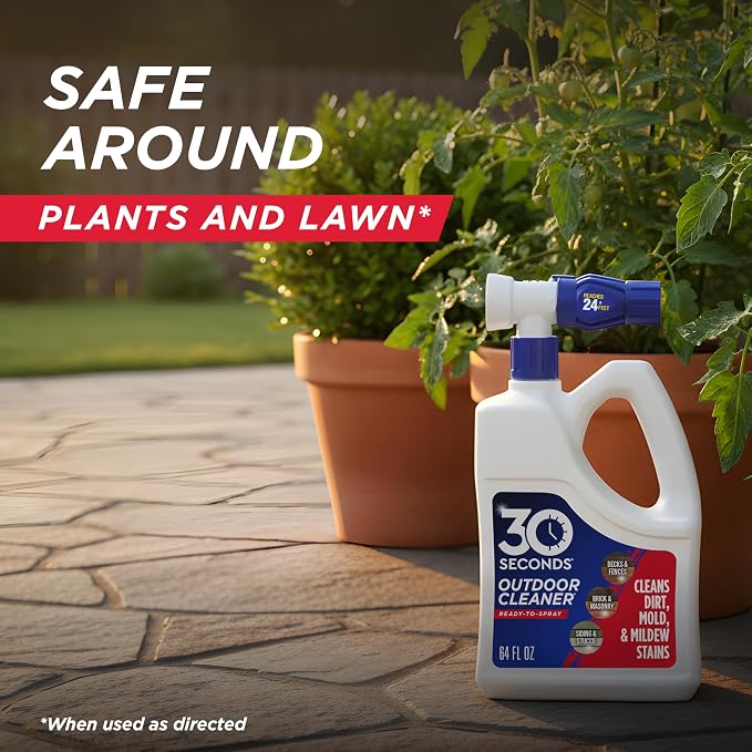 30 SECONDS Outdoor Cleaner 2 Pack with Hose End Sprayer - Cleans Stains from Algae, Mold and Mildew on Vinyl Siding, Deck, Patio, Brick and More - Image 7