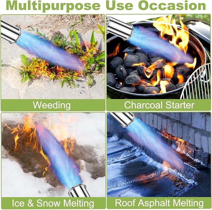 Heavy Duty Propane Weed Burner Torch, 30" Self-Igniting Flame Thrower with Rubber Grip for Garden Weeding, BBQ Lighting, Driveway & Snow Clearing(Fuel Cylinder Not Included) - Image 3
