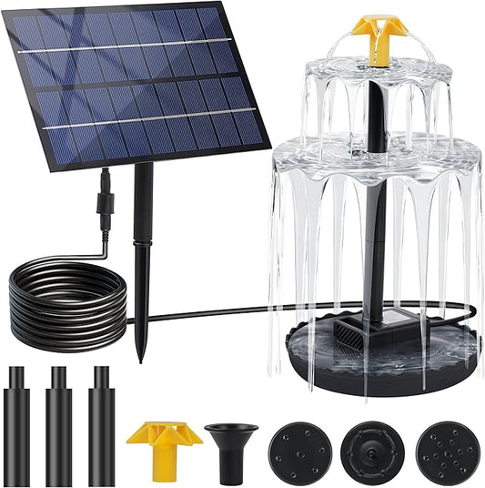 Solar Water Fountain Upgrade Solar Panel Water Fountain Adjustable Water Flow 2.8W 9V Solar Powered Water Pump for Water Feature Small Pond
