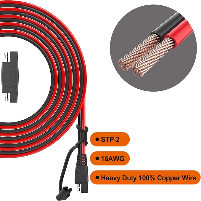 OYMSAE 25Feet SAE to SAE Extension Cable Quick Disconnect Connector 16AWG, for Automotive Solar Panel Extension Cable Plug(25FT(16AWG)) Pack of 4 - Image 4