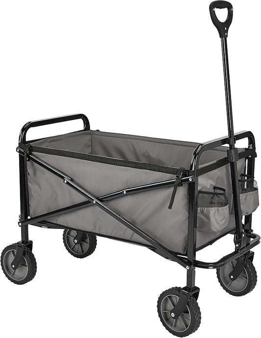 Amazon Basics Collapsible Heavy Duty Utility Wagon for Outdoor Sports, Camping, Garden, and Shopping, 265 Pounds Capacity, 27.6 x 40.9 x 20 inches, Gray by AmazonBasics