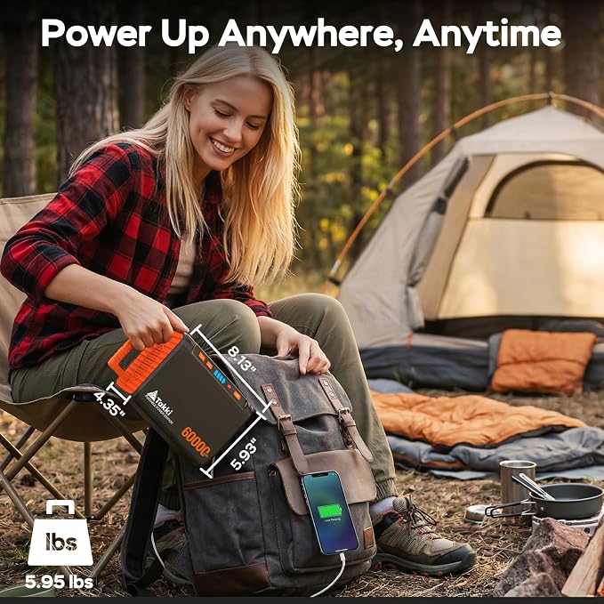 Takki Solar Generator 250W Portable Power Station with 40W Solar Panels 222Wh Pure Sine Wave Camping Lithium Battery Power Pack with AC 110V Outlet for Camping CPAP Home Use Emergency Outdoor - Image 6