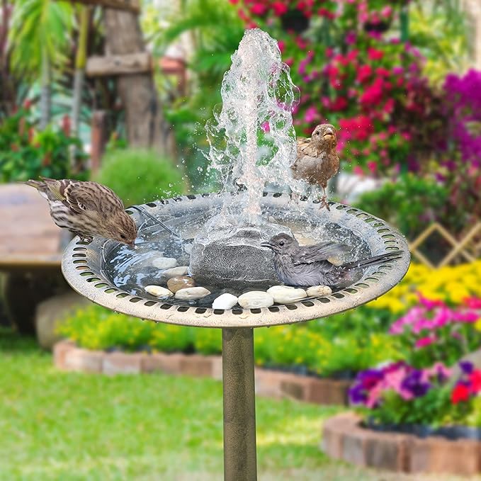 Saillong Bird Bath Water Fountain, Granite Air Pump Rock with Pump for Bird, Rock Waterfall Fountain, Feeder, Aquariums, Fish Tank (with Electric Power Source)