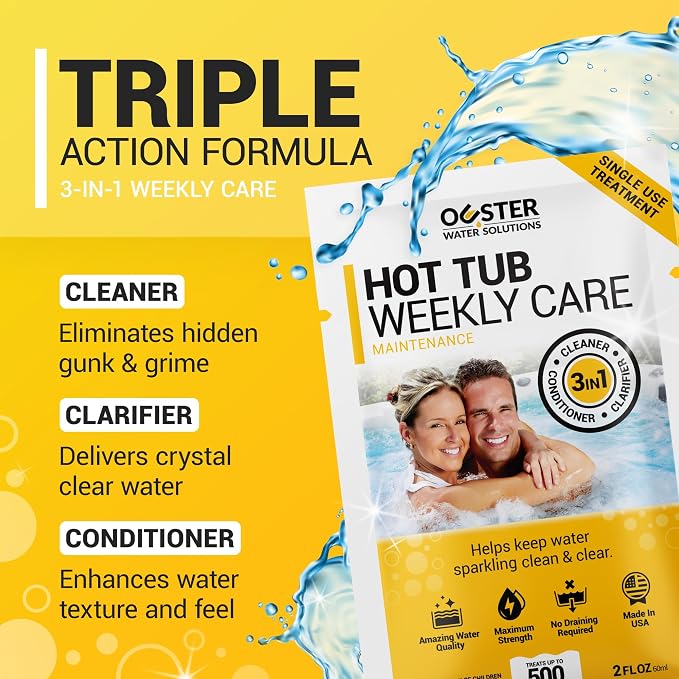 Bio Ouster 3in1 Weekly Hot Tub Cleaner, Conditioner, Clarifier - Hot Tub Chemicals for Standard & Inflatable Spas - Spa Chemicals for Crystal Clear & Sparkling Clean Water - Made in USA (4 Week Kit) - Image 2