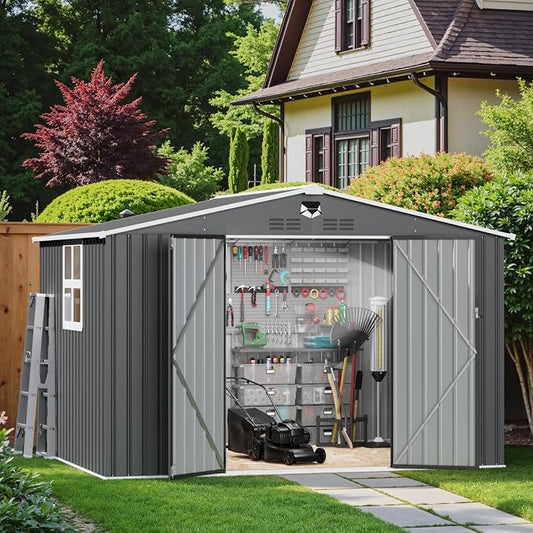 Metal Storage Shed 10x8 FT with Window,Outdoor Storage Building,Large Backyard Sheds,Waterproof Outside Storage Sheds by Sannwsg
