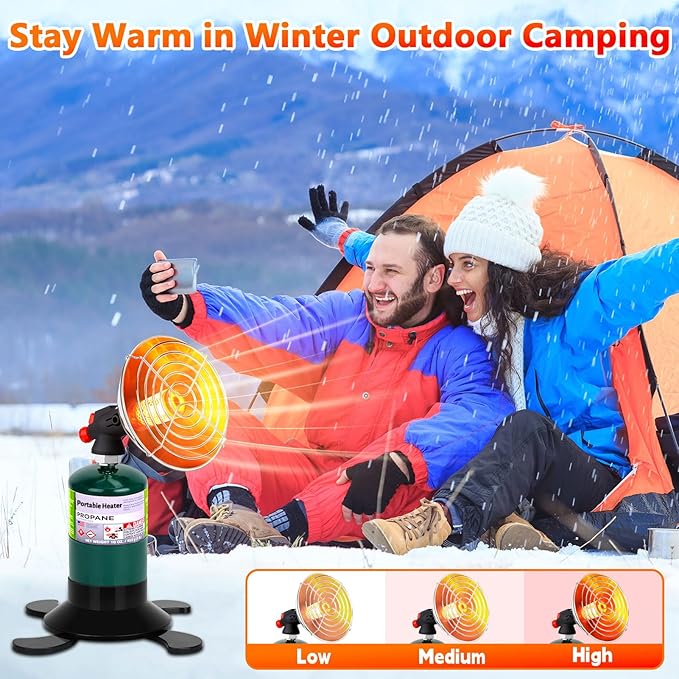 Portable Propane Heater for Camping, Outdoor Gas Space Patio Heater, High Heat Output Big Heaters Foldable Tank Holder for Winter Tent Hiking Ice Fishing Hunting