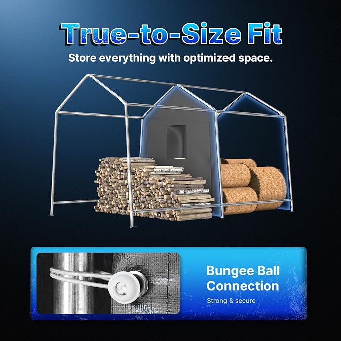 ADVANCE OUTDOOR 8x14 ft Steel Metal Peak Roof Portable Garage Shelter Storage Shed Carport for Motorcycle, Bike or Garden Tools with 2 Roll up Doors & Vents, Gray - Image 9