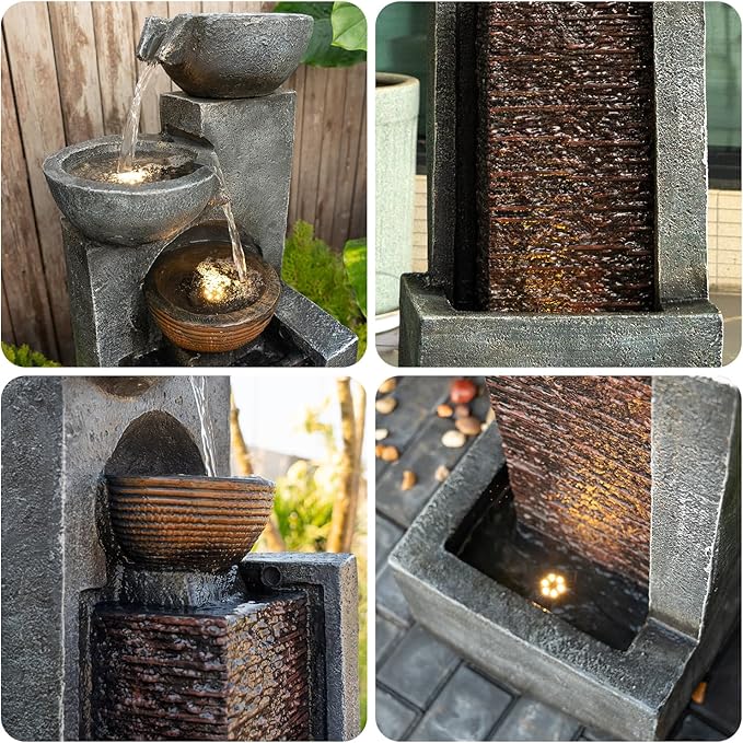 YZM Water Fountain Outdoor Garden with Lights Waterfall Fountain Decor for Garden Patio Backyard Deck Porch and Home Art Decor 42.91" H