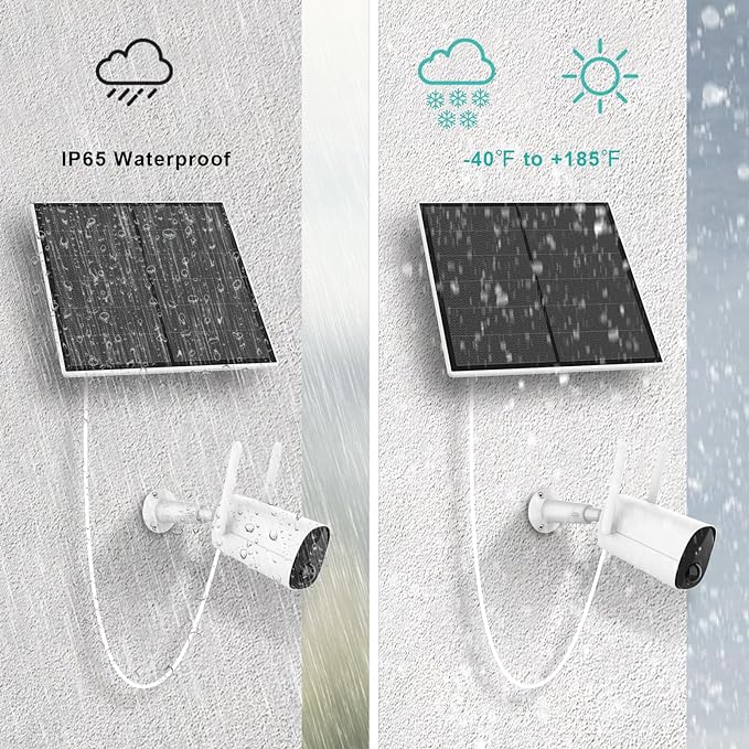 Solar Panel for Security Camera, 5W USB Solar Panel for Micro USB and USB-C Port Outdoor Rechargeable Battery Camera, Solar Panels with 9.8ft Cable, Adjustable Wall Mount, IP65 Waterproof, 2 Pack - Image 6