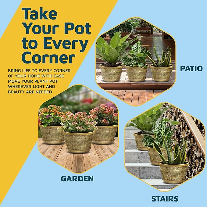 10-Inch Whiskey Barrel Planters Outdoor Pack of 25 - Durable Plastic Plant Pots for Indoor & Outdoor Use with Drainage & Saucer, Lightweight Rustic Barrel Planters for Flowers, Herbs & Small Plants
