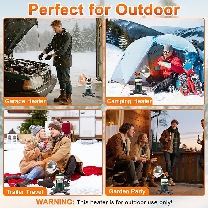 Propane heater, 2000℉ Portable Propane Heater with Foldable Gas Cylinder Stand for Camping, Tent, Hiking, Ice Fishing, and Hunting(Fuel Cylinder Not Included)