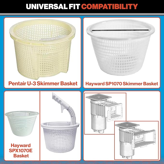 Swimables Pool Skimmer Basket for Inground Pool Compatible with Pentair U-3 Skimmer Basket and Hayward SP1070 Pool Basket | Built-in Brass Weight | 316 Stainless Steel Handle & Convenient Rubber Grip - Image 5