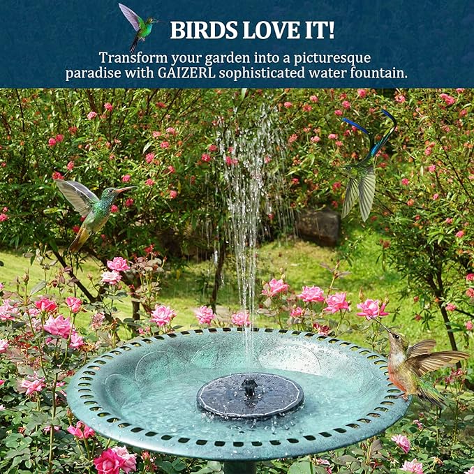 Solar Fountain New, 3.5W Solar Bird Bath Fountains with Glass Panel, 2200 Battery, Hummingbird Water Features with Color LED Lights, 8 Spray Modes & 4 Fixed Pipes for Garden, Pool, Pond