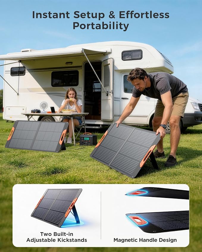 ZOUPW 100W Portable Solar Panel with 5-in-1 Cable,23.5% Efficiency Mono Foldable Solar Charger for Jackery 300/Ecoflow River/Anker/Bluetti,IP67 Waterproof for Camping RV Off-Grid Emergency Power - Image 5