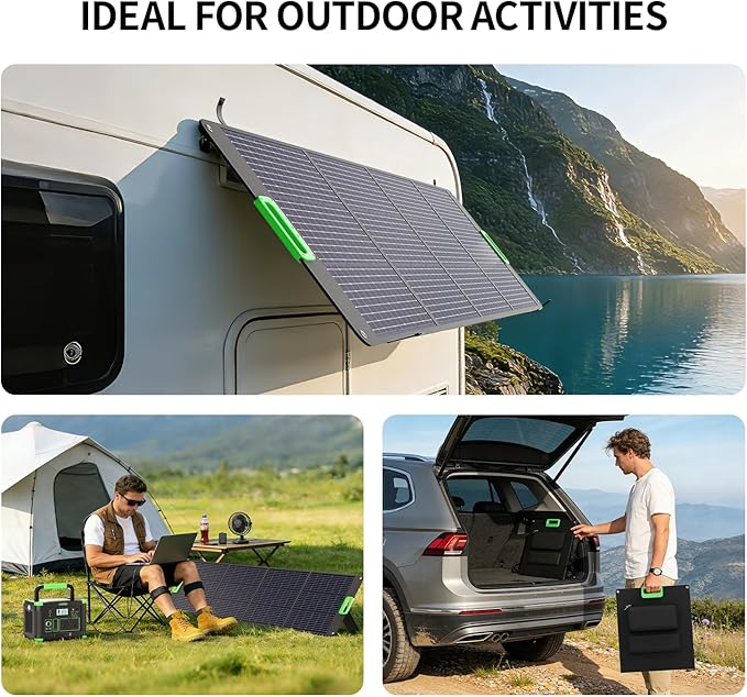 200W Portable Solar Panel for Power Station, Foldable Solar Charger w/ 4 Kickstands, IP65 Waterproof Solar Panel Kit w/DC XT60 Anderson Aviation Output for Outdoor RV Camper Blackout - Image 8