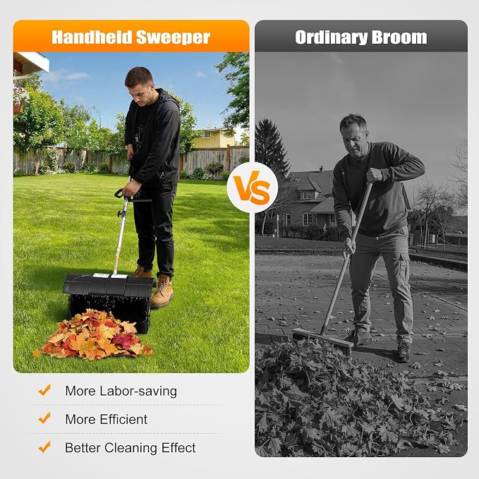 2-Stroke Lawn Sweeper, 52CC 2.3HP Gas Handheld Sweeper Artificial Grass Brush Gas Powered Broom Engine Broom Cleaner Tools with 33.8oz Fuel Tank for Sweeping Boulevards Driveways Sidewalks - Image 8