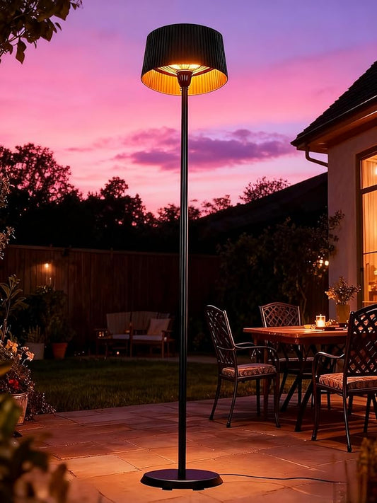 Electric Outdoor Heater for Patio, 1500W Infrared Heater for Indoor & Outdoor, IP55 Waterproof, Fast Heating, Tip-Over Protection, Perfect for Garden, Balcony, Garage (black, freestanding)