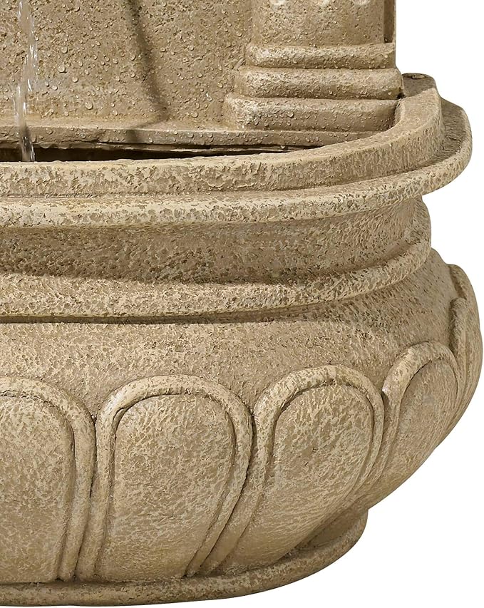 Royal Lion Face 31" High Large Italian Indoor Outdoor Decor Sand Stone Wall Fountain Basin Statue Water Feature for Outside Garden Patio Yard Backyard Porch Deck Relaxation - John Timberland