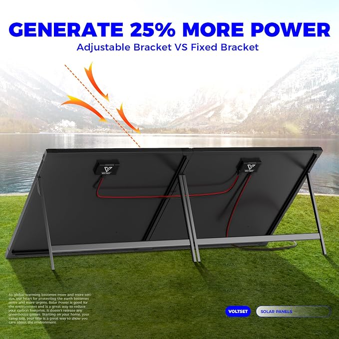 VOLTSET 100 Watt 12 Volt Portable Solar Panel with Waterproof 10A Charger Controller, Foldable 100W Solar Charger Suitcase with H-Bracket for Power Station, Car, Camping, RV, Boat and Outside - Image 6