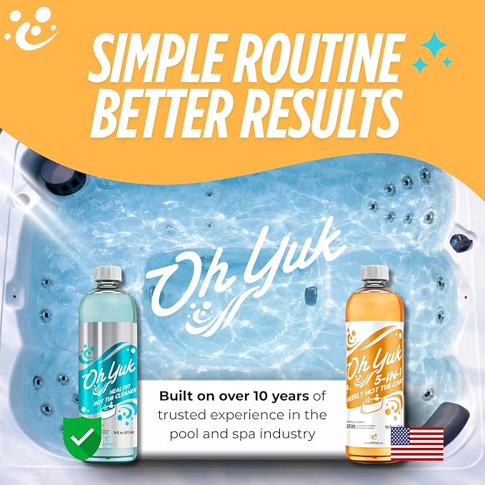 Oh Yuk Hot Tub Cleaner + 5 in 1 Weekly Hot Tub Care Combo, Hot Tub Chemicals, Hot Tub Jet Cleaner, Spa Chemicals for Hot Tub, Water Clarifier, Conditioner and Spa Treatment - Image 9