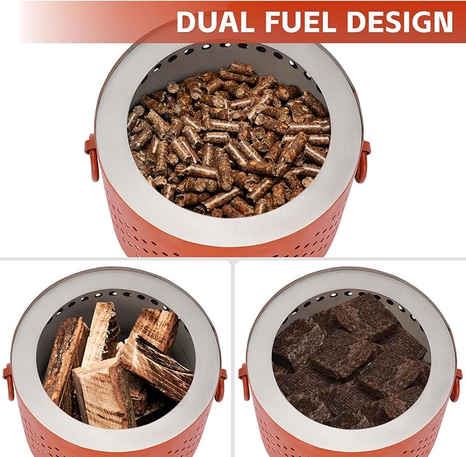 Tabletop Fire Pit - Low Smoke Pellet Table Top Firepit with Ash Tray | Indoor&Outdoor Mini Portable Personal Fireplace | Small Smores Firepit for Patio, Camping,Porch, Balcony,7.8inch Red - Image 6