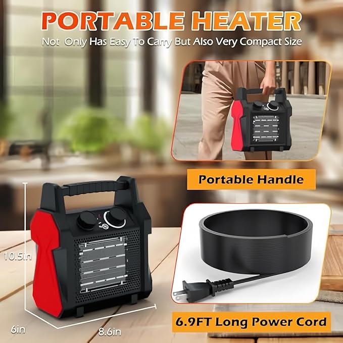 Outdoor Heaters for Patio, 1500W Garage Heater with Overheat Protection, 3S Fast Heating Electric Portable Electric Patio Heater, Greenhouse Heaters, Garage, Indoor Outdoor Use