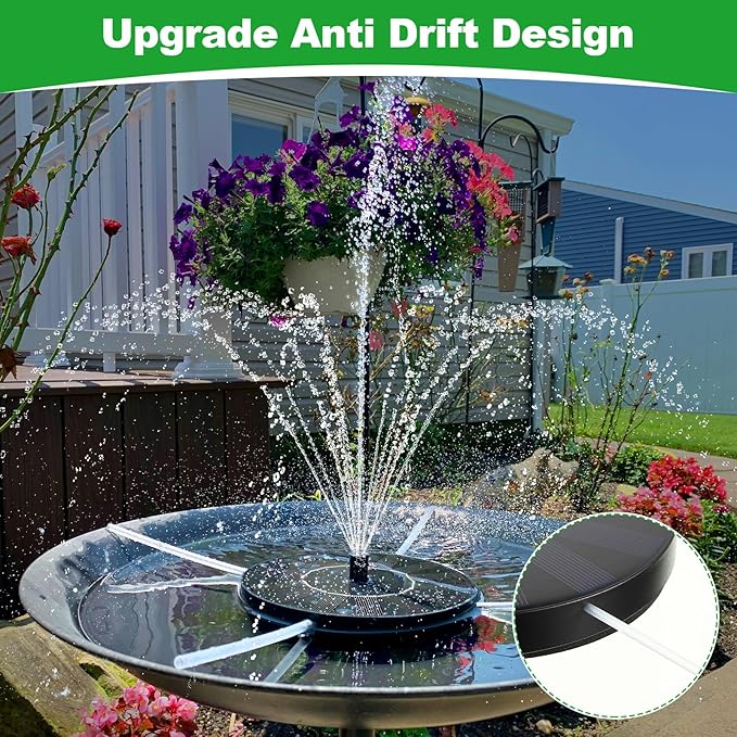 Saillong 2 Pack Solar Bird Bath Fountain Pump, 2.5W Outdoor Solar Powered Bird Bath Water Fountains with 6 Nozzles, Outdoor Floating Fountain Pump for Bird Bath Garden, Ponds, Pool, Fish Tank