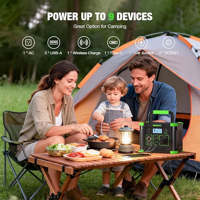 GRECELL 330W Portable Power Station with 100W Solar Panel, 288.6Wh Portable Power Station 330W Solar Generator AC Outlets, Backup for Outdoor Camping, Trip, Power Outage - Image 2
