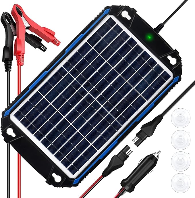 SUNER POWER Waterproof 10W 12V Solar Battery Charger & Maintainer Pro, Built-in UltraSmart MPPT Charge Controller, 10 Watt Solar Panel Trickle Charging Kits for Car Automotive Boat Marine RV Trailer by SUNERPOWER