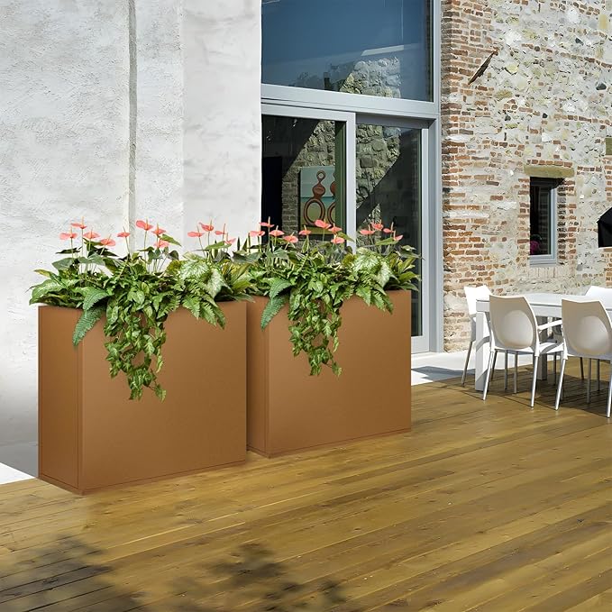 36"x12"x28" Corten Steel Planter Box, Rustic Metal Planter with Drainage Holes, Rust & Weather Resistant for Patio Garden Indoor Outdoor Commercial Use