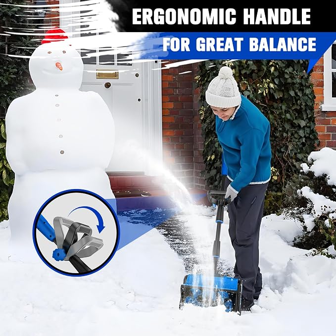40V Cordless Snow Shovel, 13 Inch 4.0Ah Electric Snow Shovel with Directional Plate, Brushless Cordless Snow Blower for Pathway, Patio, Deck, Driveway, Blue - Image 6