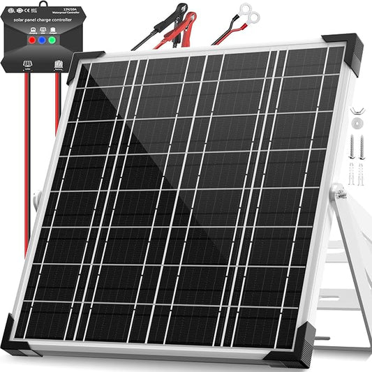 Voltset 12V Solar Battery Charger - 20W Waterproof Solar Panel Kit with Smart MPPT Controller - Trickle Charger Maintainer for Car RV Boat Marine Trailer Automotive Trailer Truck Motorcycle by Voltset