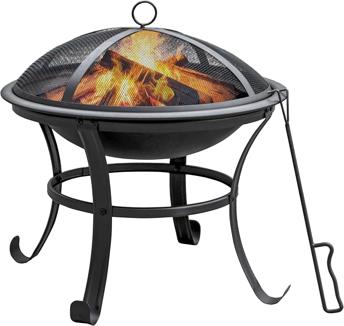 Panovue 22 in Firepit for Outside Outdoor Small Fire Pit,Durable Firepit with Mesh Lid,Log Grate,and Fire Poker,Fire Pit for Outside Backyard.Deck.Camping and Picnic by Panovue