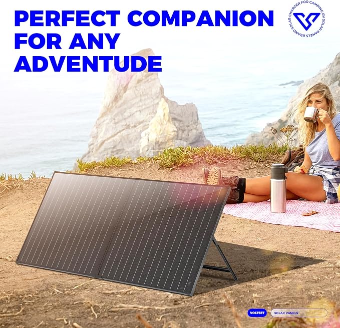 VOLTSET 100 Watt 12 Volt Portable Solar Panel with Waterproof 10A Charger Controller, Foldable 100W Solar Charger Suitcase with H-Bracket for Power Station, Car, Camping, RV, Boat and Outside - Image 8