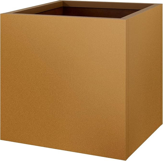 20"x20"x21" Corten Steel Planter Box, Rustic Metal Planter with Drainage Holes, Rust & Weather Resistant for Patio Garden Indoor Outdoor Commercial Use