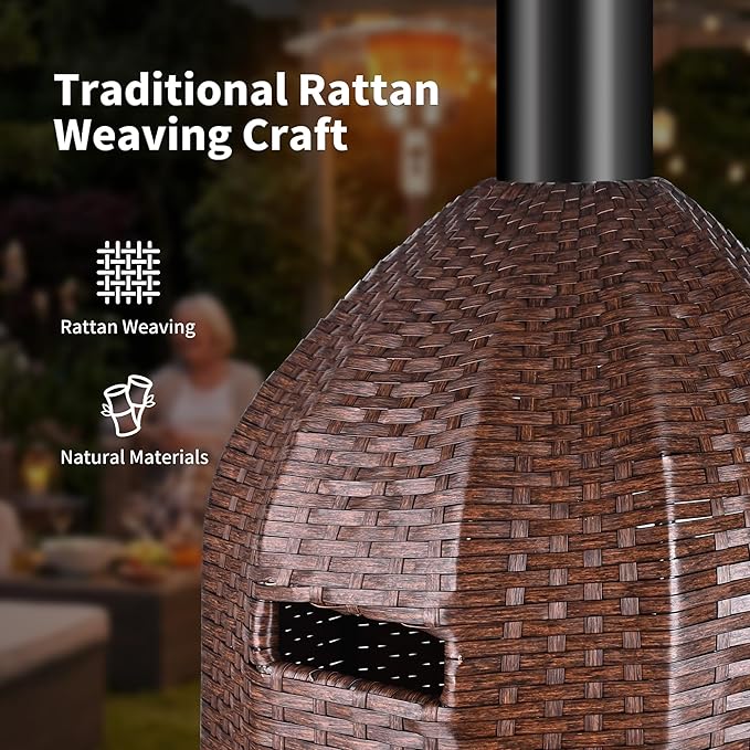 MAJARO 50,000 BTU Outdoor Propane Patio Heater with Wheels – Wicker-Style Propane Tank Cover, Weighted Base, Easy Ignition & Safety Tilt Shut-Off for Patio & Outdoor Living Spaces