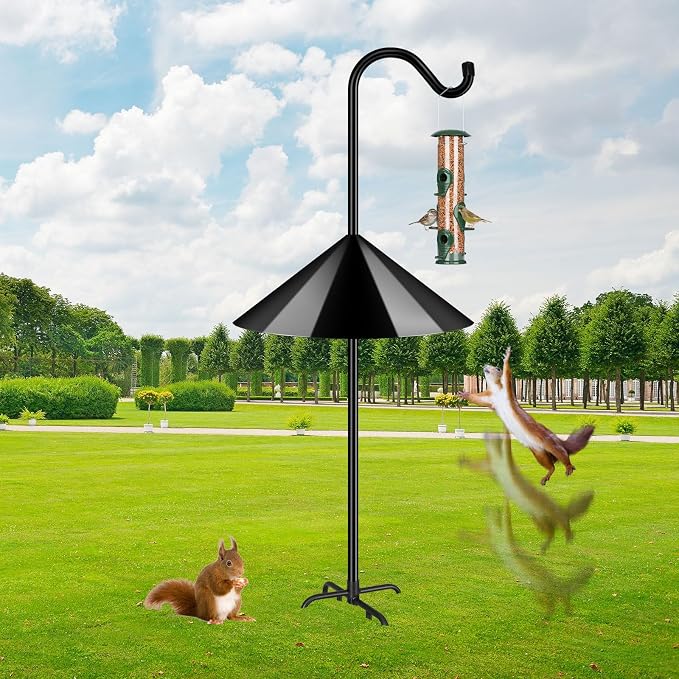 FEED GARDEN 92’’ Bird Feeder Pole Squirrel Proof 1 Pack, Adjustable Tall Shepherds Hooks for Outdoor with 7 Prongs Base, Heavy Duty Shepherd Hook with Baffles, Pole for Bird Feeder, Plant Baskets - Image 8
