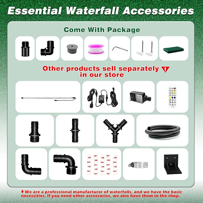 Waterfall Pool Fountain LONGRUNNEW 304 Stainless Steel 23.6" Rectangular Waterfall Spillway, Water Fall Fountain with Pipe Connector for Garden Outdoor, Swimming Pools, Fountains, Pond and Spa