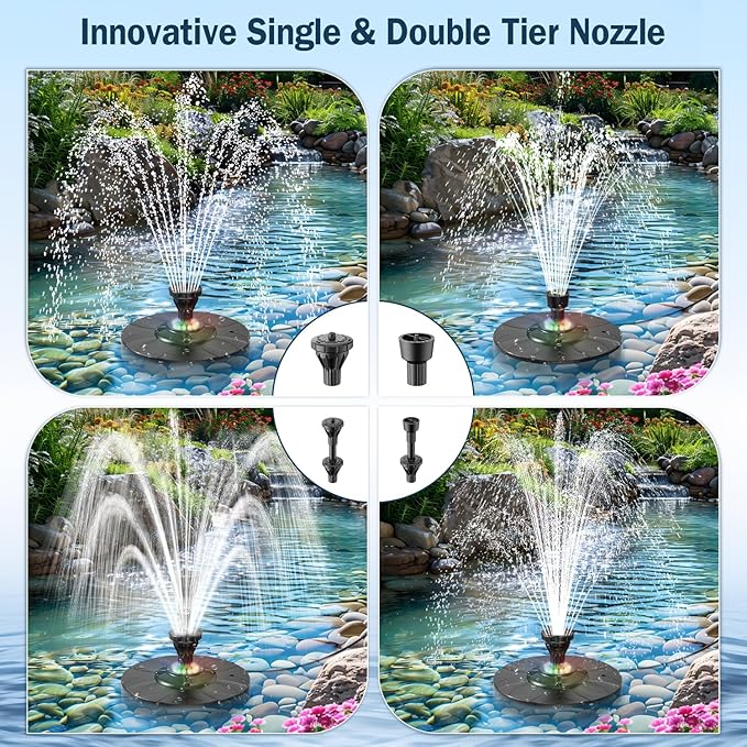 SZMP Upgraded Floating Pool Fountain, Pond Water Fountain with 2 Sprinkler Modes, 32.8ft Power Cord, for Pool, Pond, Lake, Garden, Outdoor, Colorful Led Lights