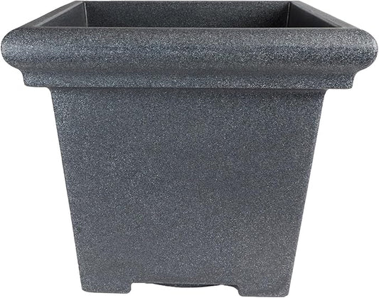 The HC Companies Terrazzo Square Plant Pot w/Drainage - Classic Planters for Outdoor Plants & Indoor Plants - Large UV-Resistant Plastic Pots for Plants (24”, Granite, Pack of 1)