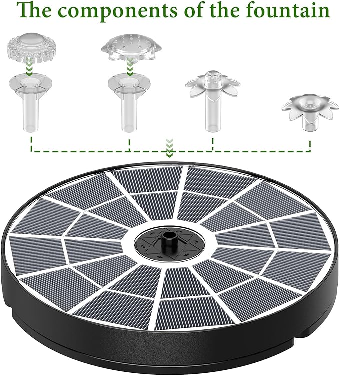 AISITIN 3.7W Solar Bird Bath Fountain Pump, 7.1" Solar Powered Water Fountain Pump for Garden, Ponds, Pool, Fish Tank, Aquarium and Outdoor
