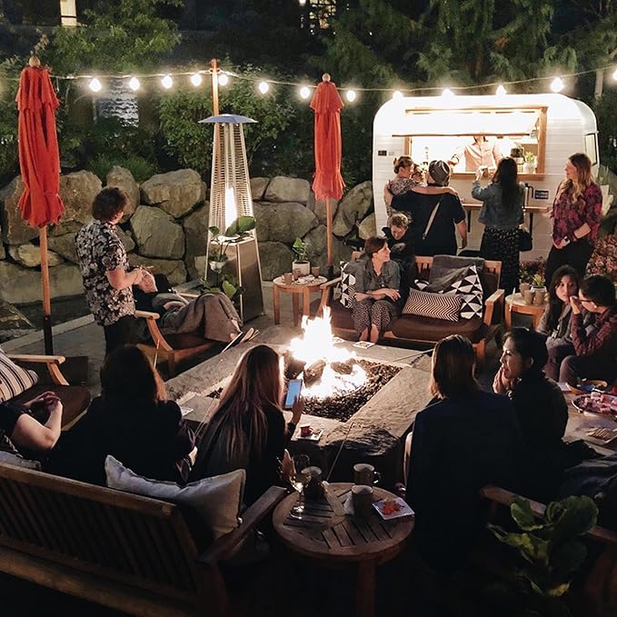 Pyramid Patio Heater, 48000 BTU Glass Tube Propane Patio Heater with Wheels and Cover, Outdoor Propane Heaters for Patio, Backyard, Garden, Porch, and Pool