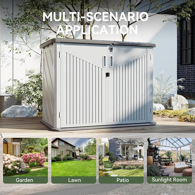 Aoxun Outdoor Storage Shed, 35 Cu.Ft Vertical Storage Sheds Outdoor with Floor, Outdoor Waterproof Storage Cabinet for Garage Storage, Pool Storage, Bike Shed, Garden Shed (White) - Image 7