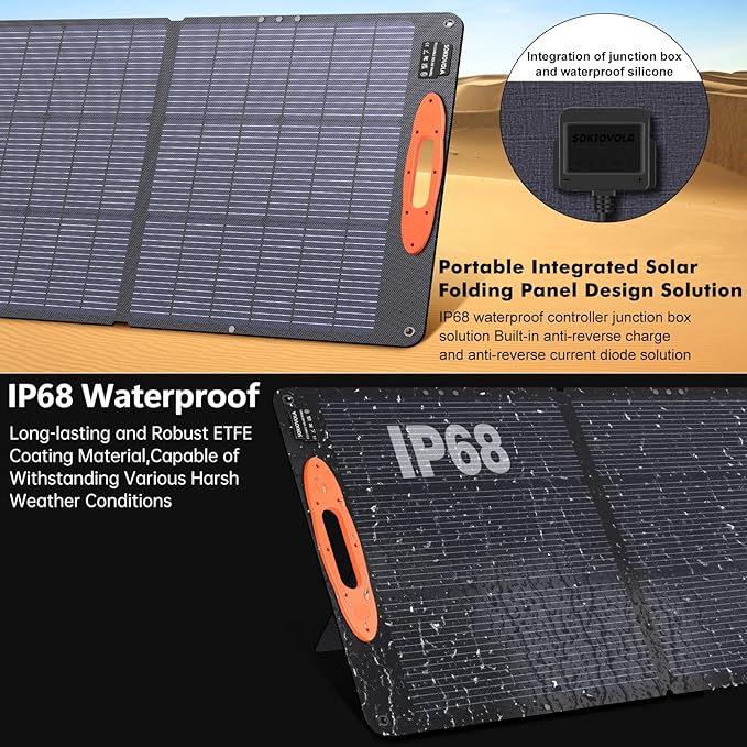 SOKIOVOLA N-Type 16BB 110W Portable Solar Panel for EF/Jackery/Bluetti/Anker Power Station, 25% High Efficiency ETFE Foldable Solar Panel Charger IP68 Waterproof for Outdoor Camping RV - Image 6