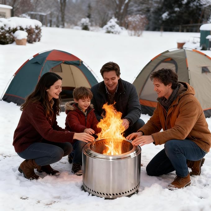 19" Smokeless Fire Pit with Air Switch, Wood Burning Portable Stainless Steel Outdoor Firepit with Removable Ash Pan for Camping, Backyard, Patio & Picnic - Image 5