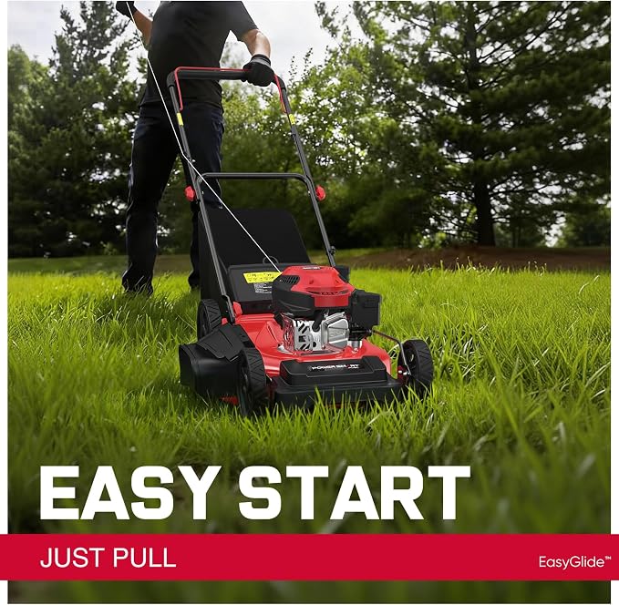 PowerSmart EasyGlide 21-Inch Gas Lawn Mower, 144cc 4-Stroke OHV Engine, Push Walk-Behind, 3-in-1 Mulch/Bag/Side Discharge, Steel Deck, 6 Height Adjustment - Image 7