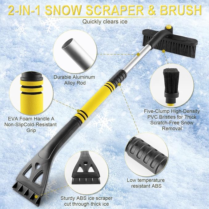 LivTee 32" Snow Brush and Ice Scrapers for Car Windshield, Extendable Car Snow Accessories with Foam Grip, Brush Supports 360 Degree Rotation, Car Winter Removal Tool for Cars, Trucks, SUVs - Image 4